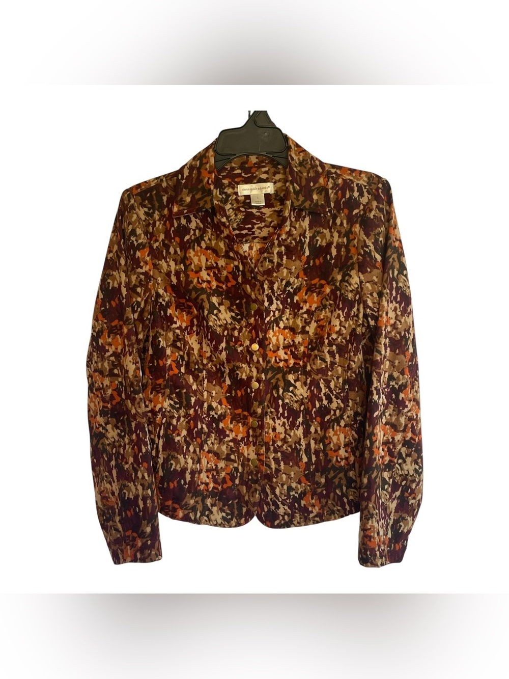 Christopher & Banks Snap Front Shirt Jacket Women’s Small Fall Abstract Leaf